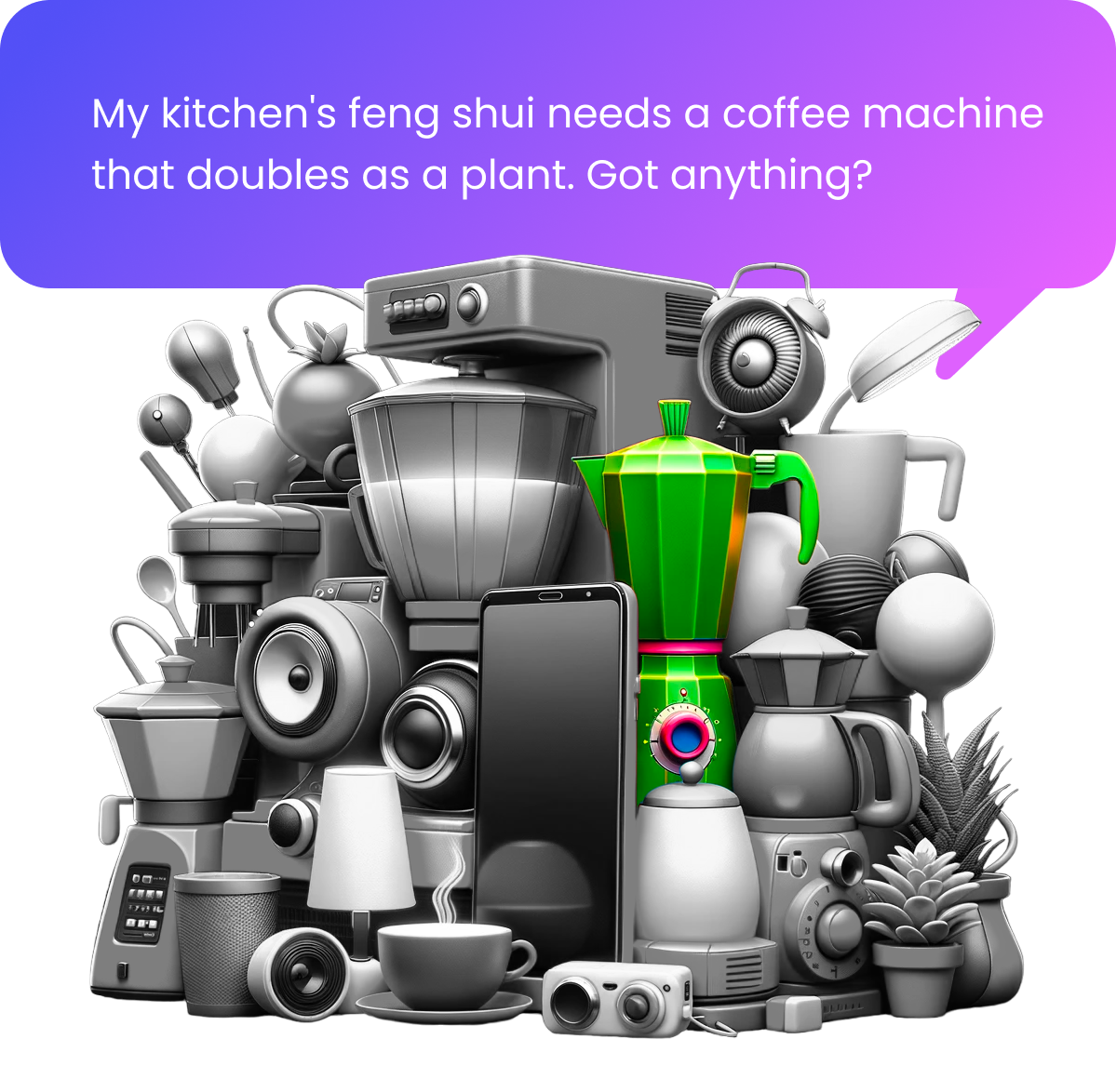 My kitchen's feng shui needs a coffe machine that doubles as a plant. Got anything?